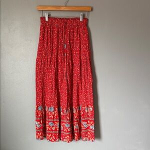 Zesica Women’s Small Floral Print Boho Maxi Hippie Gypsy Bohemian Prairie Skirt
